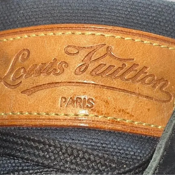 Louis Vuitton Men’s 8.5 Low Top Monogram Logo Leather Black Sneakers Shoes - Picture 2 of 10